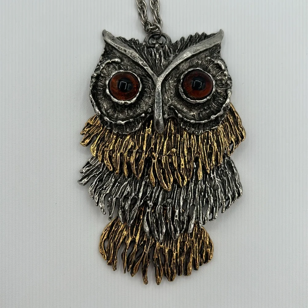 Vintage OWL Necklace! BOHO style Gold/Silver Statement Piece!
